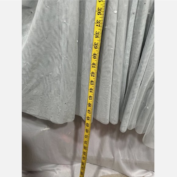 NWT $598 Mac Duggal [ 14 ] Cape Sleeve Beaded Tea A-Line Dress Powder Blue‎ - Picture 7 of 16